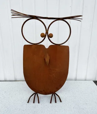 Produktbild von Verrückte Eule 3D Optik Höhe 64cm Edelrost Gartendeko Wetterfest Rost Metall Gartenfigur Rostfigur Terrasse Uhu Kauz Metallfigur