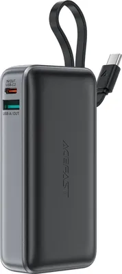 Zdjęcie produktu dla Powerbank 10000mAh PD30W z wbudowanym kablem USB-C - czarny
