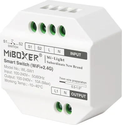 Produktbild von MiBoxer WL-SW1 WIFI Smart-Schalter – Unterputzmodul für 230 V mit App-  und  Tastersteuerung