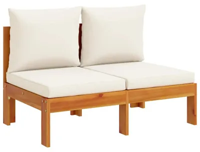 Produktbild von vidaXL Gartensofa ohne Armlehnen mit Kissen 2-Sitzer Massivholz Akazie