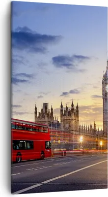 Produktbild von Bild auf Leinwand - Leinwandbild - London Bus - 45x80cm - Wand Bild - Wanddeko - Wandbilder - Leinwanddruck - Bilder - Kunstdruck - Wanddekoration - Leinwand bilder - Wandkunst - PA45x80-3592