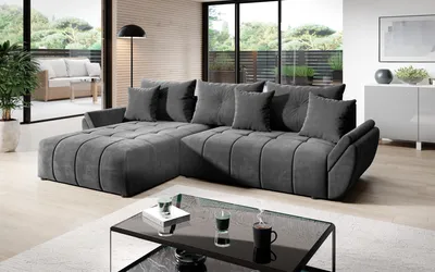 Obrázek produktu pro Moderní rohová sedací souprava BASIC 280x189 L s funkcí spaní, lůžková skříň, pružiny, látka Monolith Premium