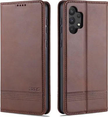 Produktbild von LaimTop LederHülle für Samsung A32 4G, Klapphüllen Brieftasche Magnetverschluss Ständer Schutzhülle für Samsung Galaxy A32 4G Kaffee
