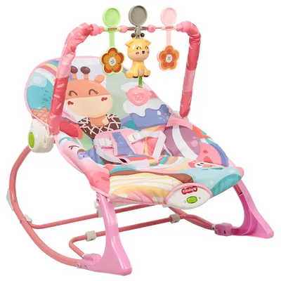 Produktbild von Elektrische Babywippe, Babyschaukel Baby Wippe Schaukelwippe Babyhochstuhl 80x60x43cm Rosa