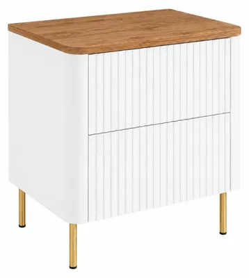 Imagen del producto de Mueble de baño de 60 cm, blanco, con tablero de imitación roble "Craft", patas doradas, dimensiones: 60,8 x 44,2 x 65 cm, Imagen generada por IA
