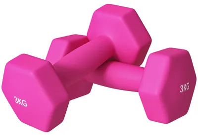 Produktbild von 2 x 3 kg Kurzhantel-Set, sechseckiges Design, bodenfreundlich, rutschfest, Rosa