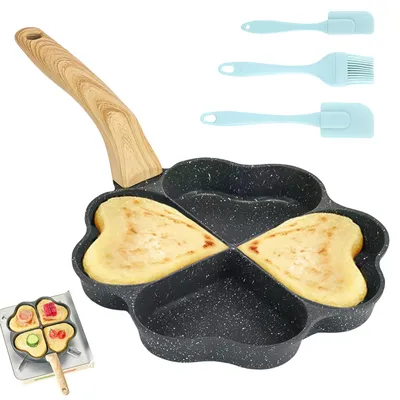 Herzförmige Eierpfanne, 4 Mulden, Granit-Antihaft, 26 cm, Induktion