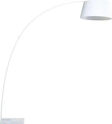 Produktbild von BELIANI Stehlampe Weiß Metall 188 cm Stoffschirm Marmorfuß langes Kabel mit Schalter Bogenlampe Modernes Design