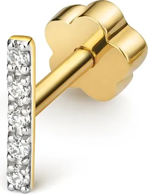Produktbild von Funkelndes Feuer Edle 9 Karat (375) Gold Damen - Diamant Einzel Knorpel Ohrstecker Brillant-Schliff GH - SI3-I1 - 8mm; TRS21030