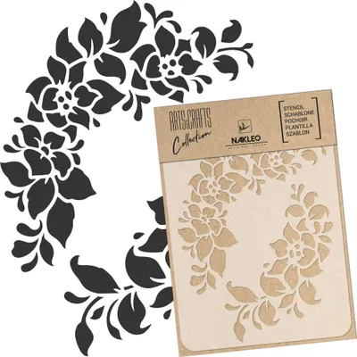 Produktbild von Malschablone für Handwerk A5 15x21cm, Blumen Rahmen Pflanze Muster, Wiederverwendbare Kunststoff DIY & Scrapbooking Zeichenschablone