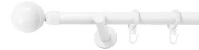 Produktbild von SN Deco Gardinenstange Reims, 19 mm, 1-läufig, Stahl, Komplett-Set mit Ringen, Auflageträger, 200 cm, weiß