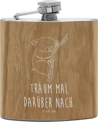 Produktbild von Mr. & Mrs. Panda taschenflasche Koalabär - Transparent - Geschenk, holz flachmann, feldflasche, Traum, Bär, Koala, Traumland, Hip Flask, Tiere, schlafen, Schlafzimmer