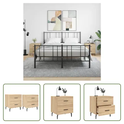 Produktbild von The Living Store Nachttische 2 Stk. Sonoma-Eiche 40x35x47,5 cm Holzwerkstoff