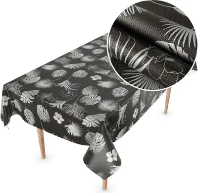 Produktbild von Tischdecke Wachstuch Premium Blumen Grau Robust Wasserabweisend Breite 140 cm Länge 400 cm