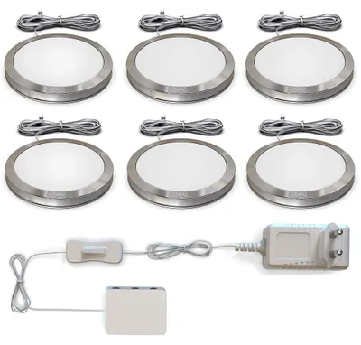 Zdjęcie produktu dla 6 Oświetlenie szafkowe LED Oświetlenie podszafkowe Lampa kuchenna płaska Reflektory natynkowe Reflektory punktowe
