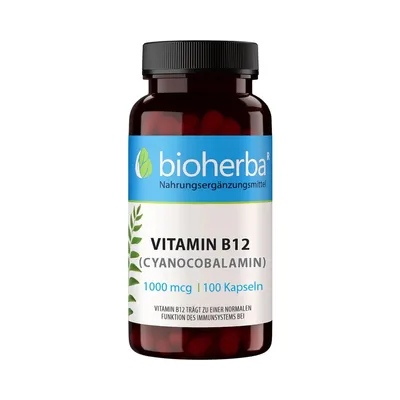 Obrázek produktu pro Vitamín B12 (kyanokobalamin) 1000 mcg – 100 kapslí – Bioherba