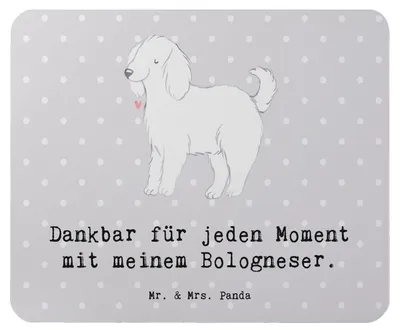 Produktbild von Mr. & Mrs. Panda Mouse Pad Bologneser Moment - Grau Pastell - Geschenk, laptop mousepad, computer mauspad