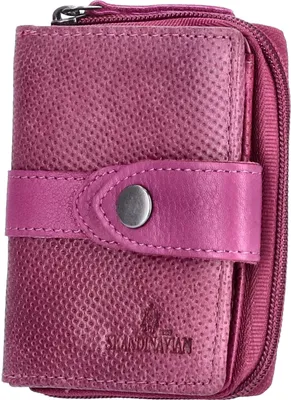 Image de The Skandinavian Brand Porte-monnaie en cuir pour femme petit pourpre