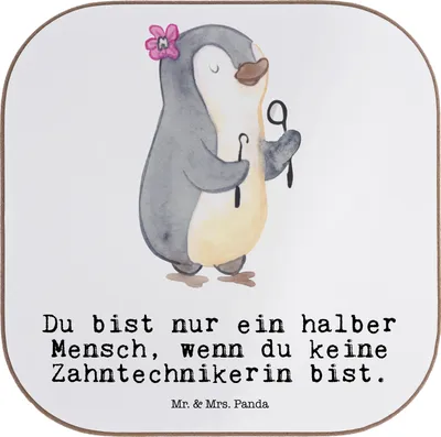 Produktbild von Mr. & Mrs. Panda Untersetzer für Gläser Zahntechnikerin Herz - Weiß - Geschenk, Tischschoner, Tischuntersetzer, gläseruntersetzer, Coaster, weinuntersetzer