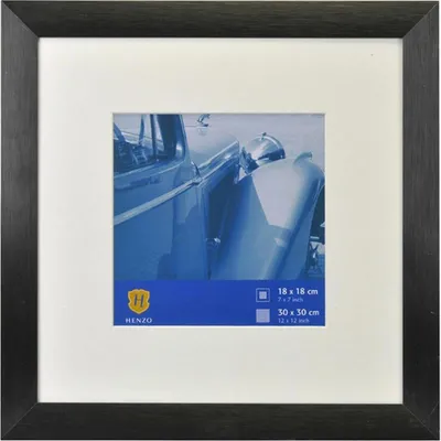 Image de Cadre photo Henzo en aluminium noir 30 x 30 cm avec passe-partout 18 x 18 cm