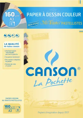 Produktbild von CANSON Künstlerpapier Mi Teintes DIN A3 leuchtende Farben 8 Blatt