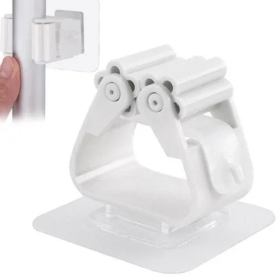 Produktbild von Unyqoos® 2er-Set selbstklebende Wandhaken für Besen & Werkzeug – rutschfeste Klemmen, platzsparend, modernes Design, ohne Bohren
