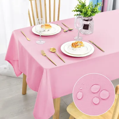 Immagine prodotto di Tovaglia rosa, antimacchia, lavabile, 150x300 cm, rettangolare, in poliestere