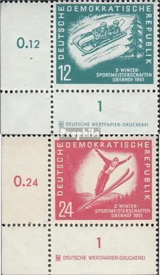 Produktbild von Briefmarken DDR 1951 Mi 280DZ-281DZ mit Druckereizeichen (kompl.Ausg.) postfrisch Wintersportmeisterschaften der DDR
