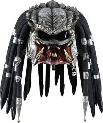 Produktbild von Predator Maske Alien Predator Helm Monster Masken mit Dreads Haaren Gruseliger Raubtier Vollkopf Helm Halloween Kostüm Karneval Requisiten