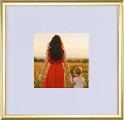 Produktbild von New Lifestyle Kunststoff Bilderrahmen mit Passepartout & Kunststoffglas Collage Wanddeko Poster Hoch- & Querformat - Farbe: Gold | Format: 20x20