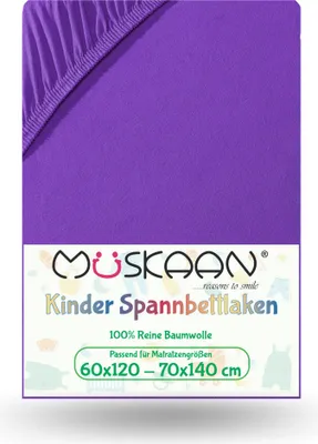 Produktbild von Jersey Kinder Spannbettlaken 60x120 cm - 70x140 cm Violett  100% Baumwolle