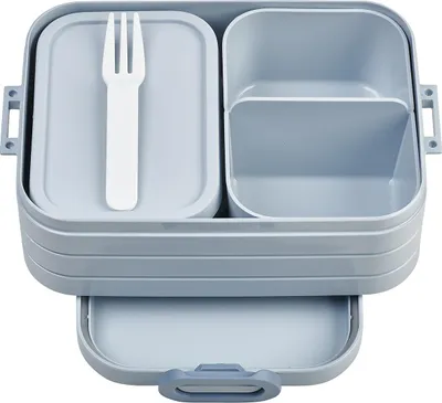 Produktbild von Mepal - Bento Brotdose Midi TAB - Brotdose mit Bento Box - Für 2 Sandwiches oder 4 Brotscheiben - Lunchbox für kleine Snacks & Reste - Brotdose Erwachsene Essenbox mit Fächern - 900 ml - Nordic blue