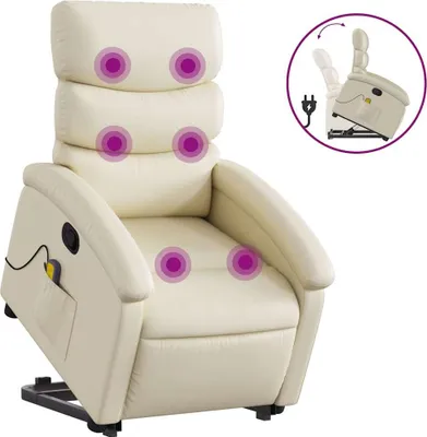 Produktbild von vidaXL Massagesessel mit Aufstehhilfe Creme Kunstleder