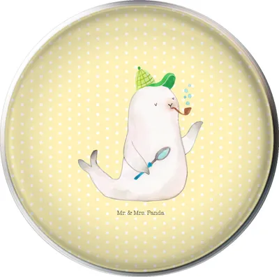 Produktbild von Mr. & Mrs. Panda Waschbecken Stöpsel Robbe Sherlock - Gelb Pastell - Geschenk, Abflussstöpsel, Abflussstopfen, waschbeckenstöpsel, Ablaufstopfen, Tiere, abfluss