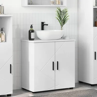 Immagine prodotto di Maison Exclusive - Mobiletto bagno bianco, 61 x 35 x 64 cm, realizzato in legno composito e metallo