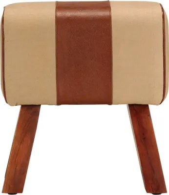 Produktbild von "WINTER SALE" Sitzbank Turnbock-Design 38 cm Braun Echtleder Massivholz Mango - Sitzbänke NEU6017702