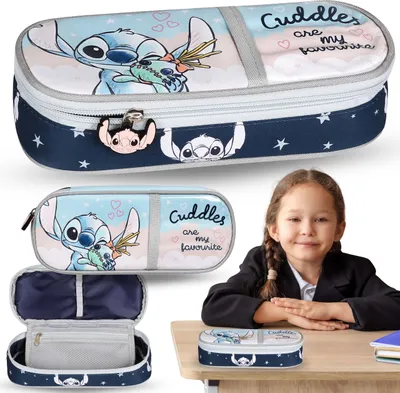 Obrázek produktu pro DISNEY Stitch KOMORY školní penál, vyztužený OVÁLNÝ sáček pro dívky 6x22x10cm