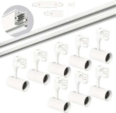 Produktbild von 3-Phasen-Schienen-Set NEXTRACK - Schienensystem Komplett-Set mit 8x GU10 Spots und 2m+2m Schiene + externer Schalter "I" WEISS