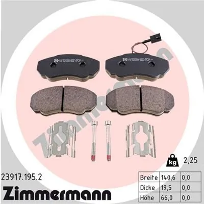Produktbild von ZIMMERMANN Bremsbeläge Satz Vorne Bremsklötze für FIAT DUCATO Pritsche/Fahrgestell (230) 23917.195.2