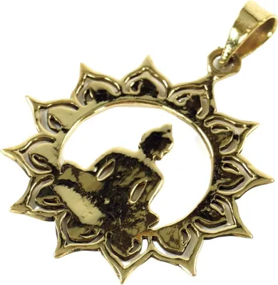 Produktbild von Amulett `Buddha` Kettenanhänger aus Messing, Gold-Farben, Kettenanhänger, Amulette, Modeschmuck