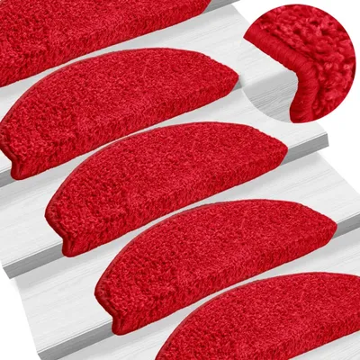 Immagine prodotto di vidaXL Tappetini per gradini 10 pezzi 65x21x4 cm Rosso Semicircolare Grande