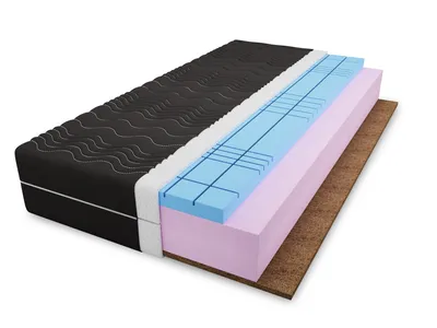 Produktbild von 4ALL HOME Matratze M6 H3/H4 – Kaltschaum mit Schnittschaum & Kokosmatte – Orthopädisch - Beidseitig nutzbar - Hypoallergen - Bezug abnehmbar & waschbar 140x200 cm Bezug: Schwarz