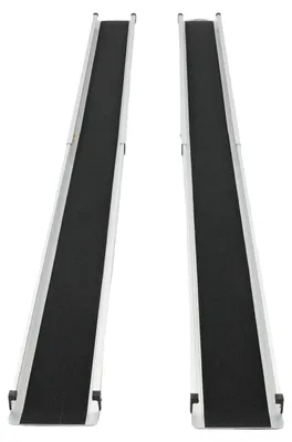 Imagen del producto de Rampa telescópica para sillas de ruedas, con capacidad de carga de 300 kg, diseño portátil, color y plateado