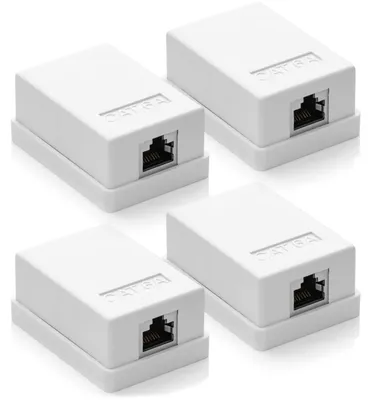 Produktbild von deleyCON CAT 6a Netzwerkdose 1x RJ45 Buchse FTP 10 Gbit, 4 Stück - Weiß