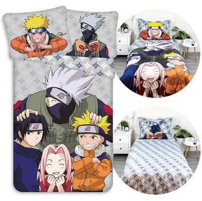Produktbild von Naruto doppelseitige Jugendbettwäsche aus Baumwolle mit Reißverschluss, 100 % Baumwolle, 140 x 200 cm + 70 x 90 cm,