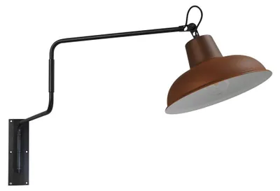 Productafbeelding van Roestbruine wandleeslamp Industria 123cm roestbruin met zwart