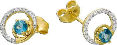 Produktbild von Blautopas Ohrstecker Gold 585 14K Diamanten Natur Edelsteine