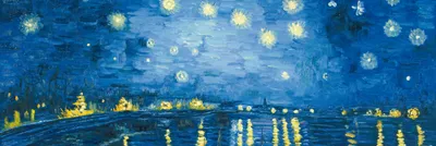 Obrázek produktu pro Vincent Van Gogh Art Print Obraz - Hvězdná noc nad Rhônou, 1888 (53 x 158 cm)