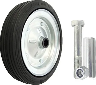 Obrázok produktu pre Kovovo-gumové kolesá Gumové náhradné koleso 250 mm / 220 kg s montážnou sadou Plné gumové pneumatiky Oceľové ráfiky Prepravné kolieska (91)