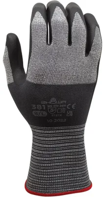Produktbild von Showa 381 Nahtloser Arbeitshandschuh Mikrofaser-Nitril allgemeine Zwecke 10/XXL